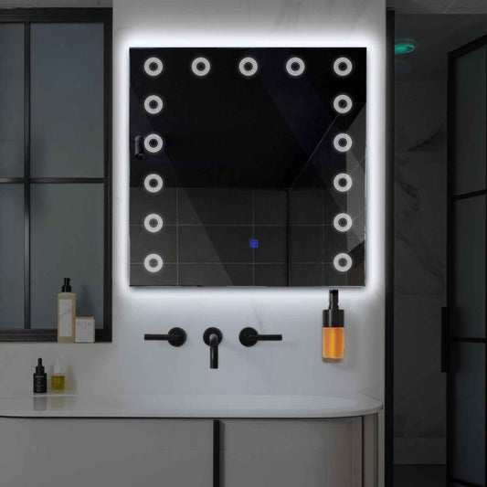 Oglinda LED patrata cu lumina LED rece Gama Minimal Model 4 cu buton touch - Reyze