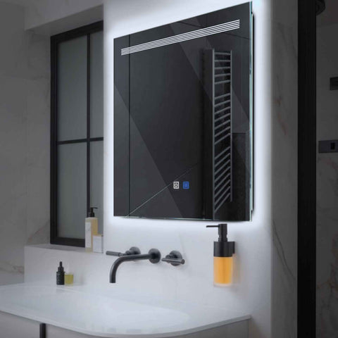 Oglinda LED Patrata, Touch LED, Dimare, Dezaburire, LED 6000K Rece - Gama Minimal Model 5