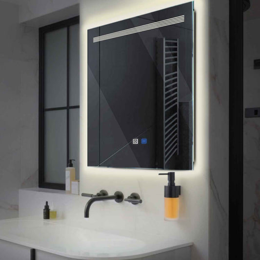 Oglinda LED Patrata, Touch LED, Dimare, Dezaburire, LED 4000K Neutru - Gama Minimal Model 5