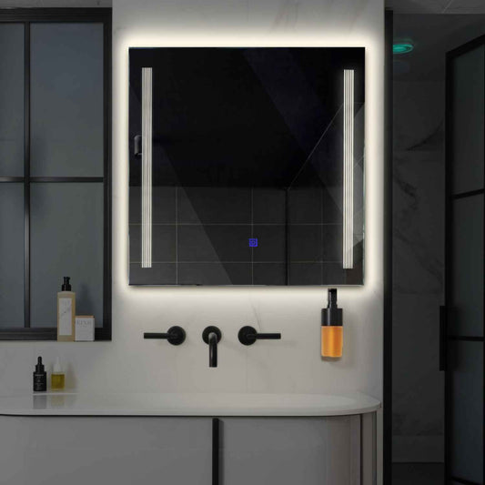 Oglinda LED patrata cu lumina LED neutra Gama Minimal Model 7 cu buton touch - Reyze
