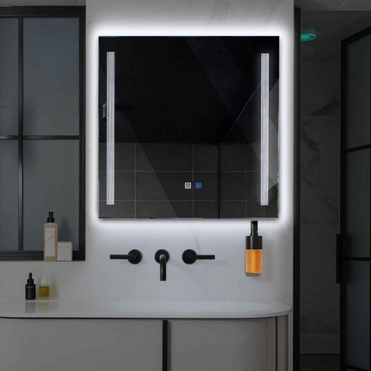 Oglinda LED patrata cu lumina LED rece Gama Minimal Model 7 cu butoane touch si dezaburire - Reyze