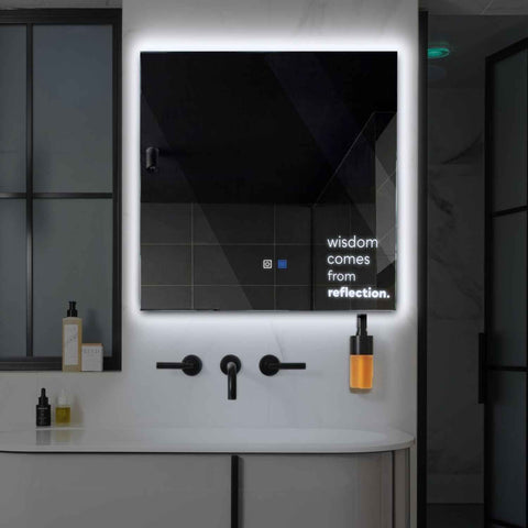 Oglinda LED Patrata, Touch LED, Dimare, Dezaburire, LED 6000K Rece - Gama Motivated Model 1