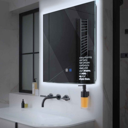 Oglinda LED Patrata, Touch LED, Dimare, Dezaburire, LED 6000K Rece - Gama Motivated Model 2