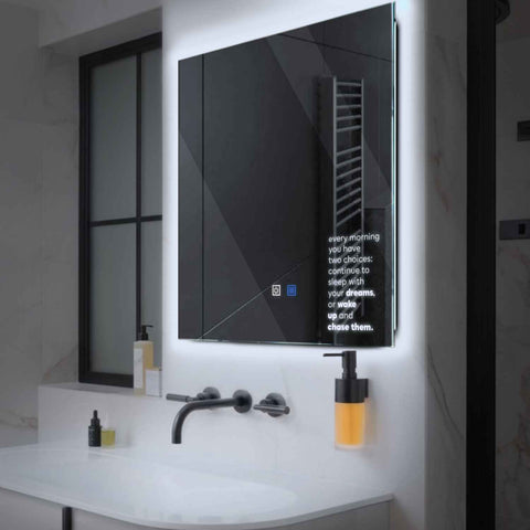 Oglinda LED Patrata, Touch LED, Dimare, Dezaburire, LED 6000K Rece - Gama Motivated Model 2