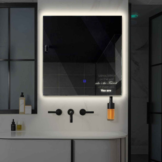 Oglinda LED patrata cu lumina LED neutra Gama Motivated Model 4 cu buton touch - Reyze