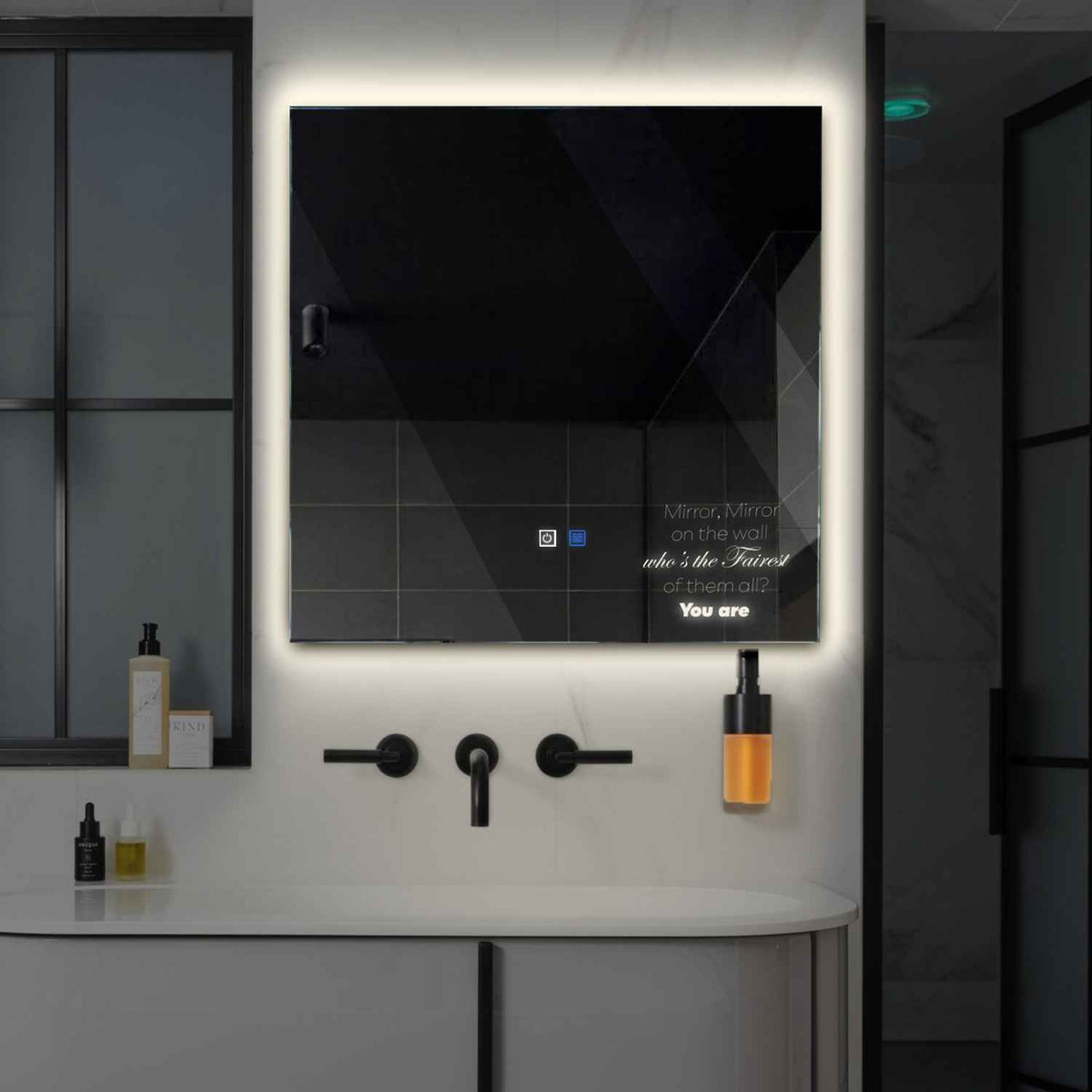 Oglinda LED Patrata, Touch LED, Dimare, Dezaburire, LED 4000K Neutru - Gama Motivated Model 4
