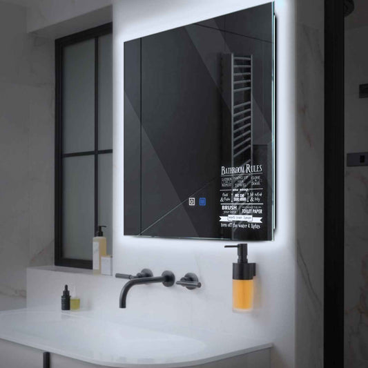 Oglinda LED Patrata, Touch LED, Dimare, Dezaburire, LED 6000K Rece - Gama Motivated Model 5