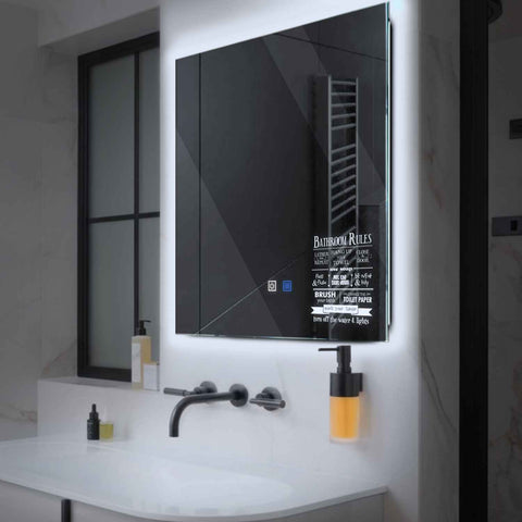 Oglinda LED Patrata, Touch LED, Dimare, Dezaburire, LED 6000K Rece - Gama Motivated Model 5