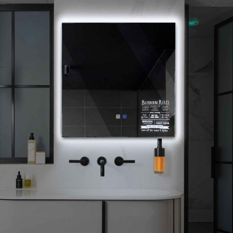 Oglinda LED Patrata, Touch LED, Dimare, Dezaburire, LED 6000K Rece - Gama Motivated Model 5