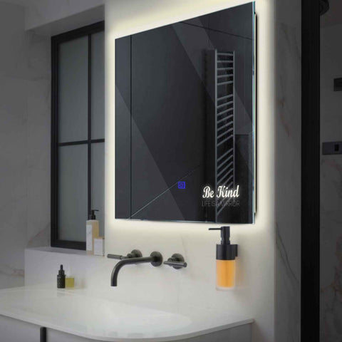 Oglinda LED Patrata, Touch LED, Dimare, LED 4000K Neutru - Gama Motivated Model 6