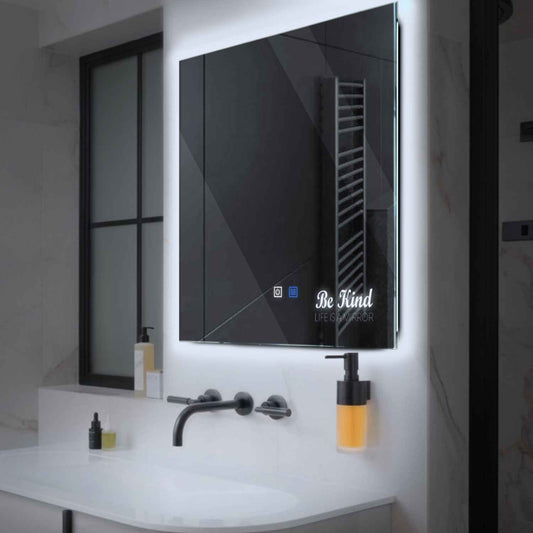 Oglinda LED Patrata, Touch LED, Dimare, Dezaburire, LED 6000K Rece - Gama Motivated Model 6