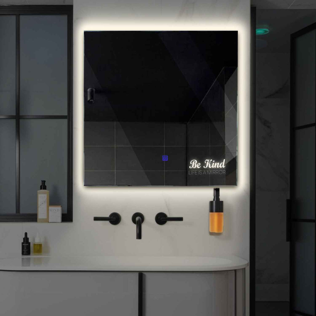 Oglinda LED Patrata, Touch LED, Dimare, LED 4000K Neutru - Gama Motivated Model 6