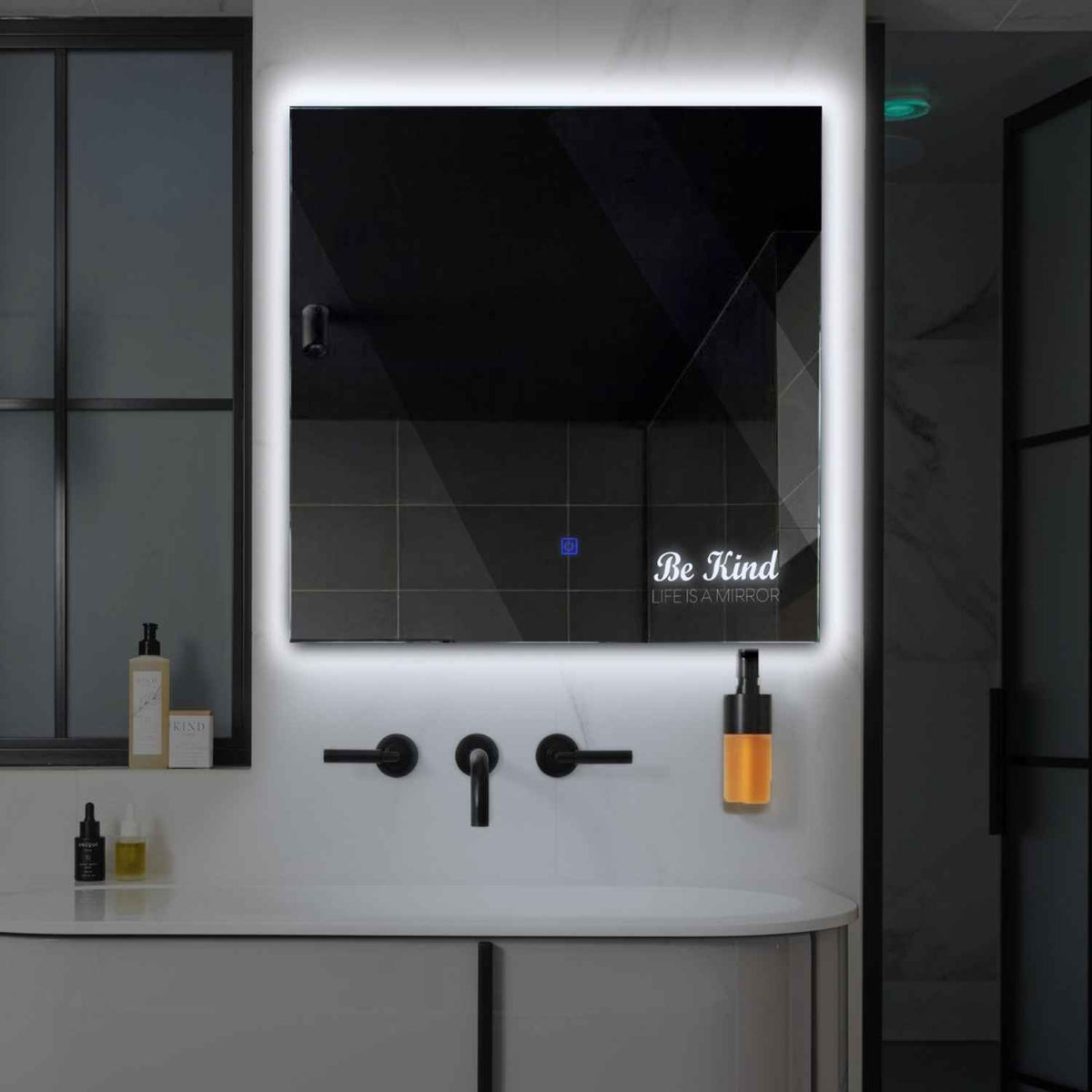 Oglinda LED Patrata, Touch LED, Dimare, LED 6000K Rece - Gama Motivated Model 6