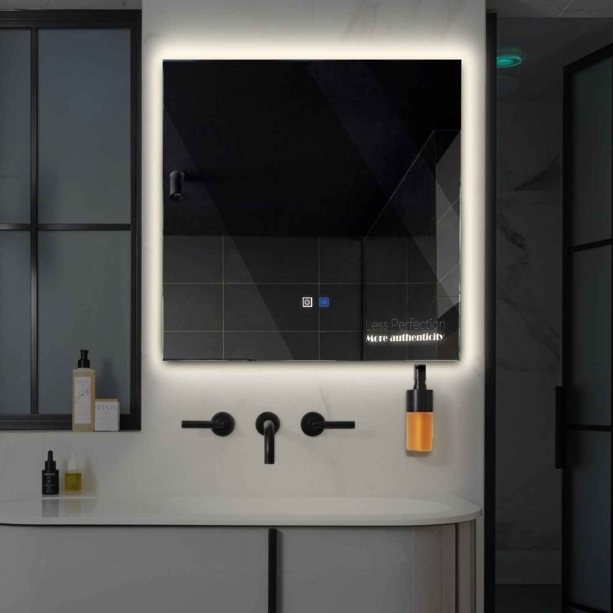 Oglinda LED Patrata, Touch LED, Dimare, Dezaburire, LED 4000K Neutru - Gama Motivated Model 7