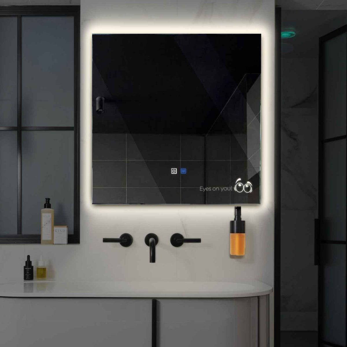 Oglinda LED Patrata, Touch LED, Dimare, Dezaburire, LED 4000K Neutru - Gama Motivated Model 8