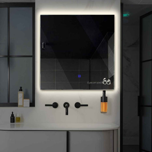 Oglinda LED patrata cu lumina LED neutra Gama Motivated Model 8 cu buton touch - Reyze