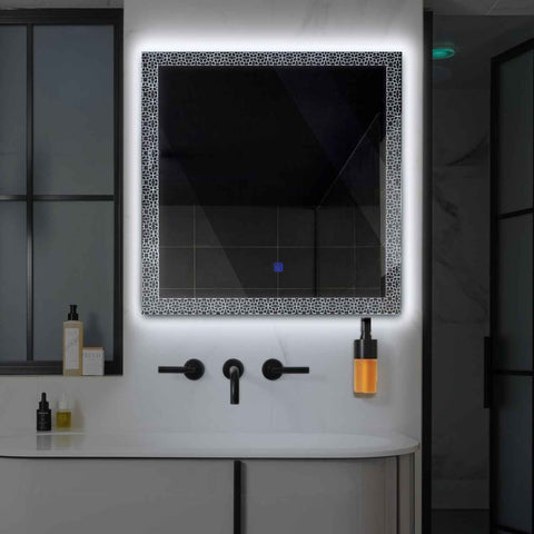 Oglinda LED Patrata, Touch LED, Dimare, LED 6000K Rece - Gama Official Model 1
