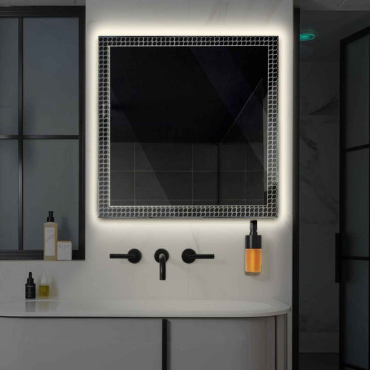 Oglinda LED patrata cu lumina LED neutra Gama Official Model 3 fara butoane - Reyze