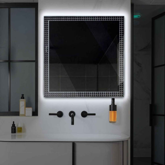 Oglinda LED patrata cu lumina LED rece Gama Official Model 3 fara butoane - Reyze