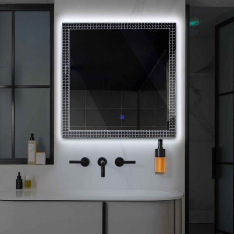 Oglinda LED Patrata, Touch LED, Dimare, LED 6000K Rece - Gama Official Model 3