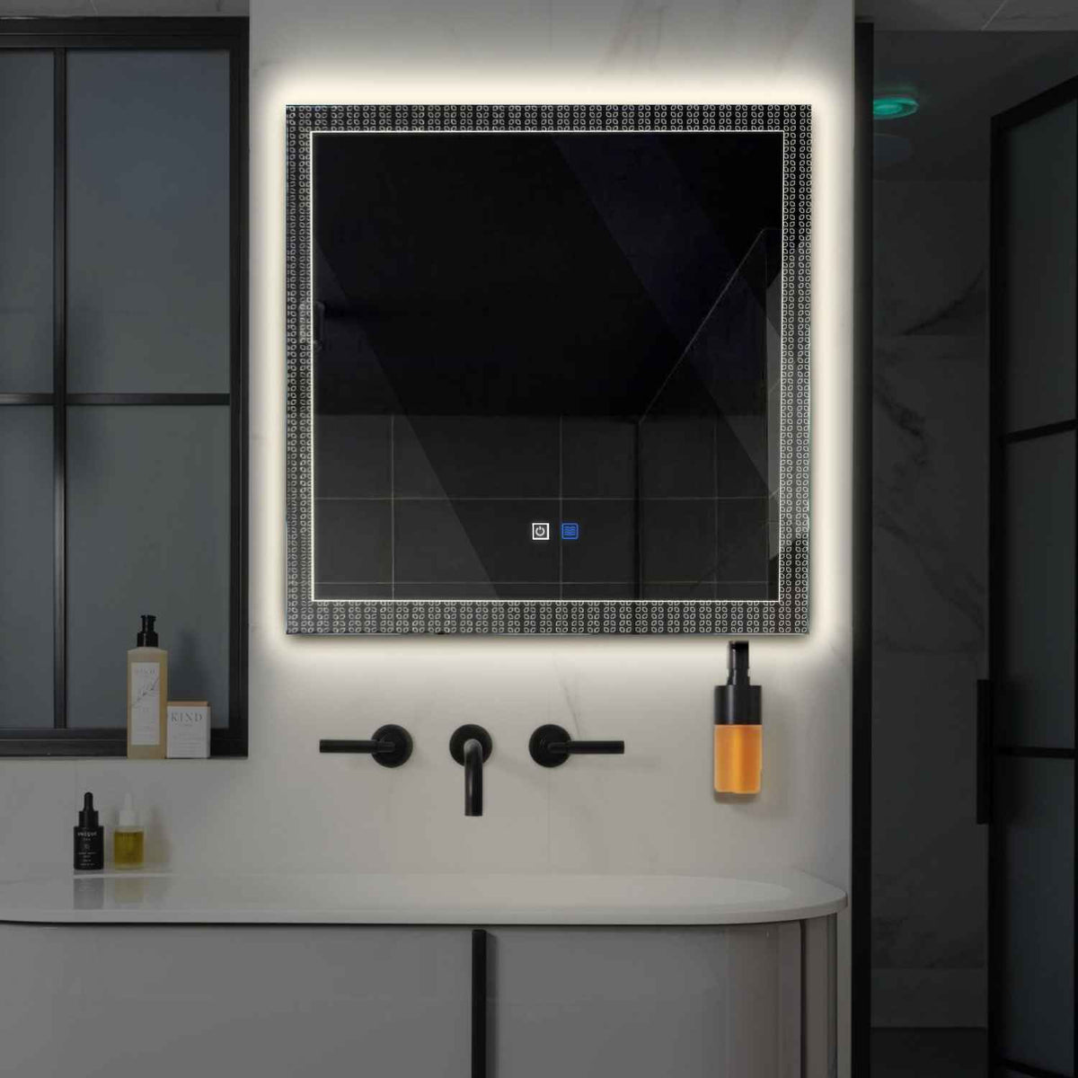 Oglinda LED Patrata, Touch LED, Dimare, Dezaburire, LED 4000K Neutru - Gama Official Model 5