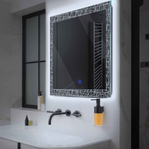 Oglinda LED Patrata, Touch LED, Dimare, LED 6000K Rece - Gama Simetria Model 1