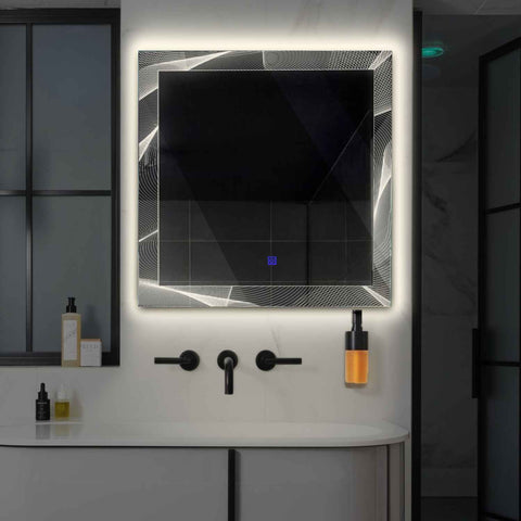 Oglinda LED Patrata, Touch LED, Dimare, LED 4000K Neutru - Gama Simetria Model 2