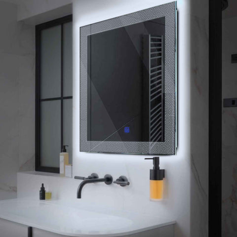 Oglinda LED Patrata, Touch LED, Dimare, LED 6000K Rece - Gama Simetria Model 4