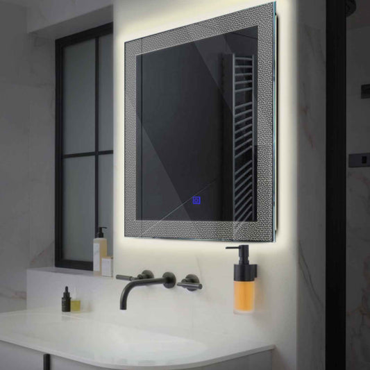 Oglinda LED Patrata, Touch LED, Dimare, LED 4000K Neutru - Gama Simetria Model 4