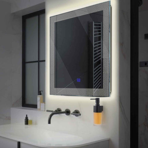 Oglinda LED Patrata, Touch LED, Dimare, LED 4000K Neutru - Gama Simetria Model 4