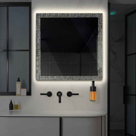 Oglinda LED patrata cu lumina LED neutra Gama Simetria Model 6 fara butoane - Reyze