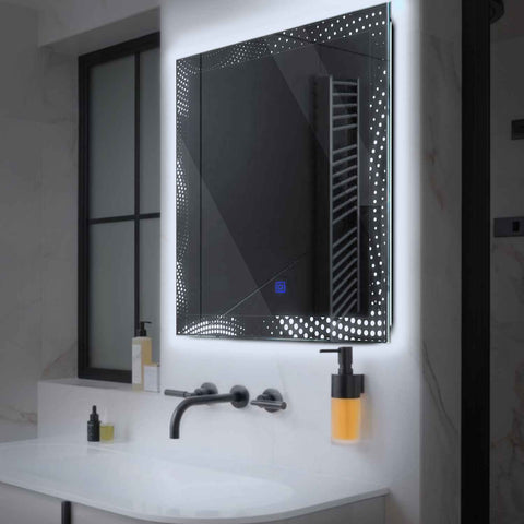 Oglinda LED Patrata, Touch LED, Dimare, LED 6000K Rece - Gama Simetria Model 8