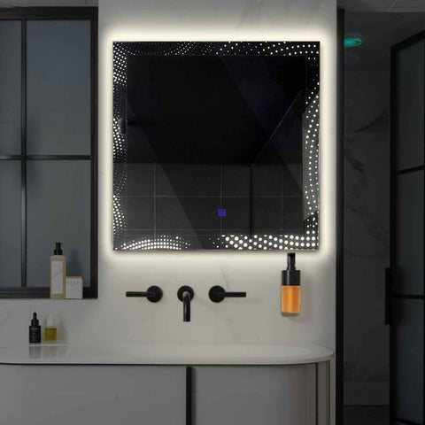 Oglinda LED Patrata, Touch LED, Dimare, LED 4000K Neutru - Gama Simetria Model 8