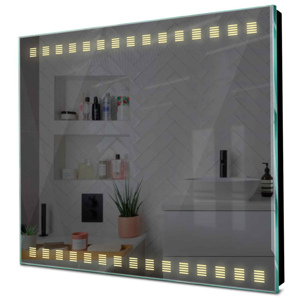 Oglinda LED patrata cu lumina LED calda Gama Minimal Model 6 fara butoane - Reyze