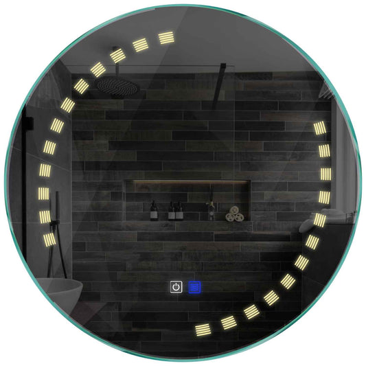 Oglinda LED rotunda cu lumina LED calda Gama Minimal Model 6 cu butoane touch si dezaburire - Reyze