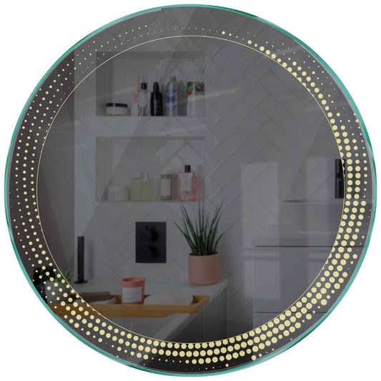 Oglinda LED rotunda cu lumina LED calda Gama Simetria Model 8 fara butoane - Reyze