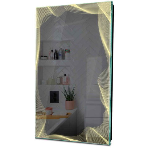 Oglinda LED verticala 80x90 cm cu lumina LED calda Gama Simetria Model 3 fara butoane - Reyze