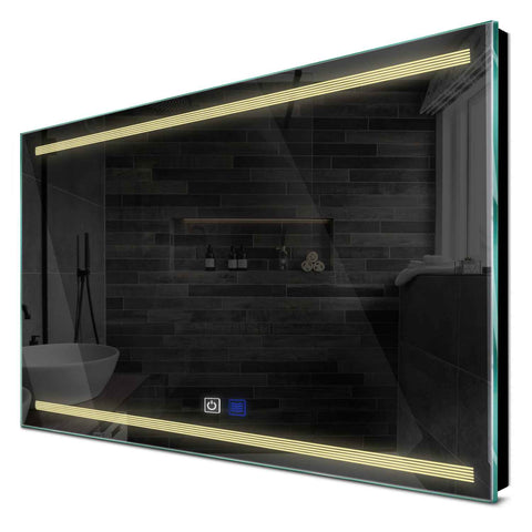 Oglinda LED orizontala 180x80 cm cu lumina LED calda Gama Minimal Model 8 cu butoane touch si dezaburire - Reyze