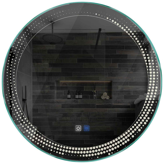 Oglinda LED rotunda cu lumina LED neutra Gama Simetria Model 8 cu butoane touch si dezaburire - Reyze