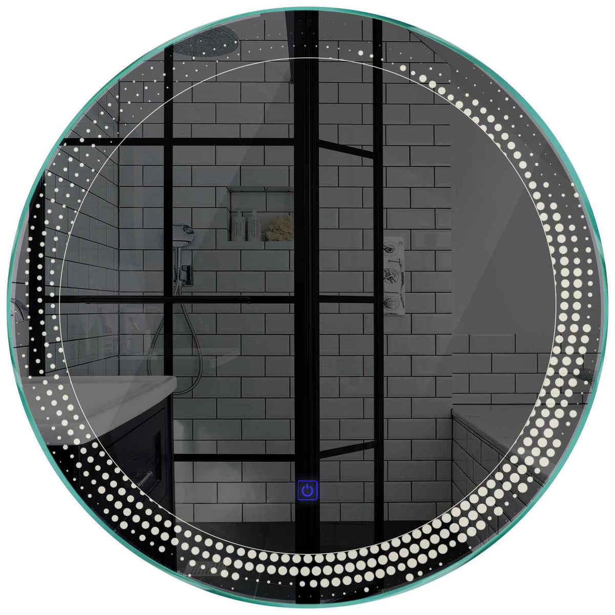 Oglinda LED rotunda cu lumina LED neutra Gama Simetria Model 8 cu buton touch - Reyze