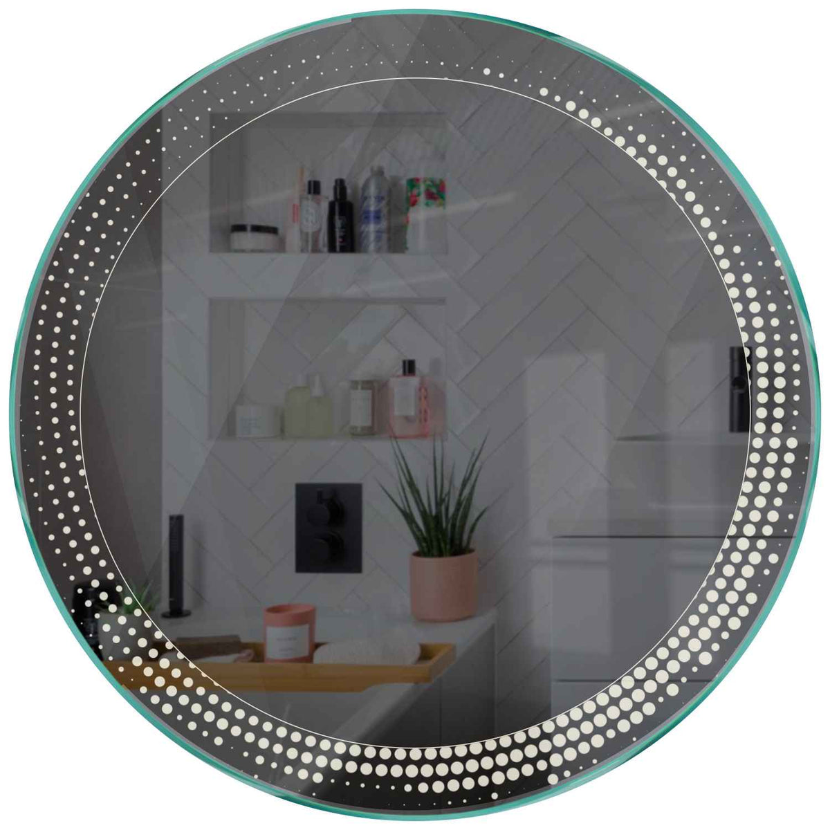 Oglinda LED rotunda cu lumina LED neutra Gama Simetria Model 8 fara butoane - Reyze