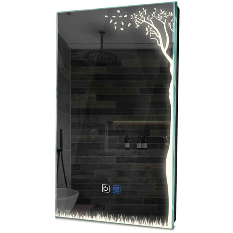 Oglinda LED verticala 50x100 cm cu lumina LED neutra Gama Good Vibes Model 8 cu butoane touch si dezaburire - Reyze