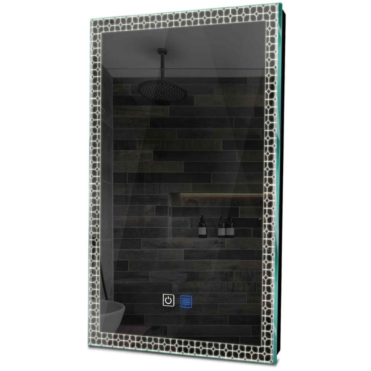 Oglinda LED verticala cu lumina LED neutra Gama Official Model 2 cu butoane touch si dezaburire - Reyze