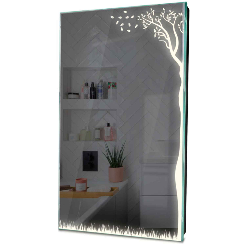 Oglinda LED verticala 80x90 cm cu lumina LED neutra Gama Good Vibes Model 8 fara butoane - Reyze