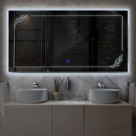 Oglinda LED Orizontala, Touch LED, Dimare, LED 6000K Rece - Gama Good Vibes Model 1