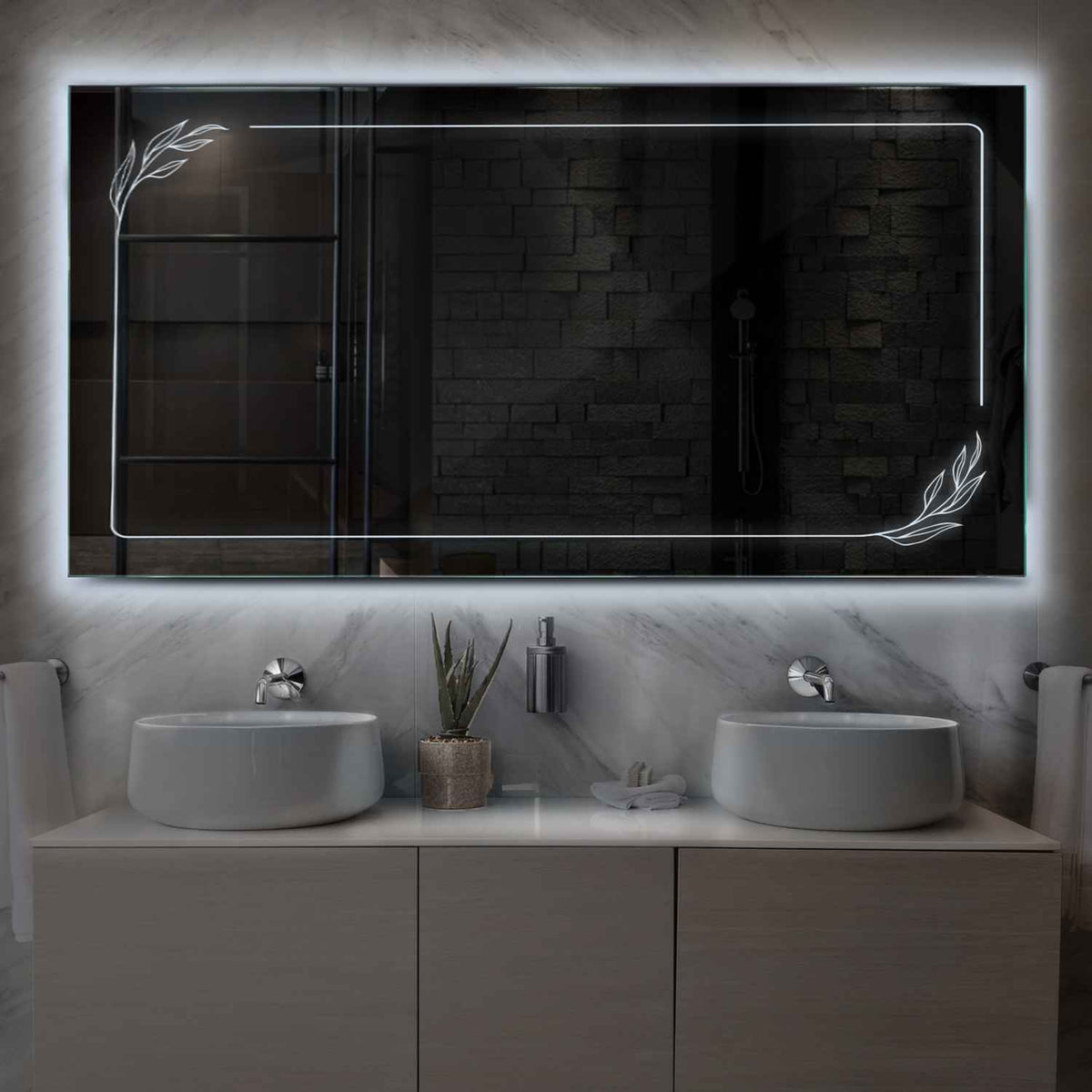 Oglinda LED Orizontala, Fara functii, LED 6000K Rece - Gama Good Vibes Model 1