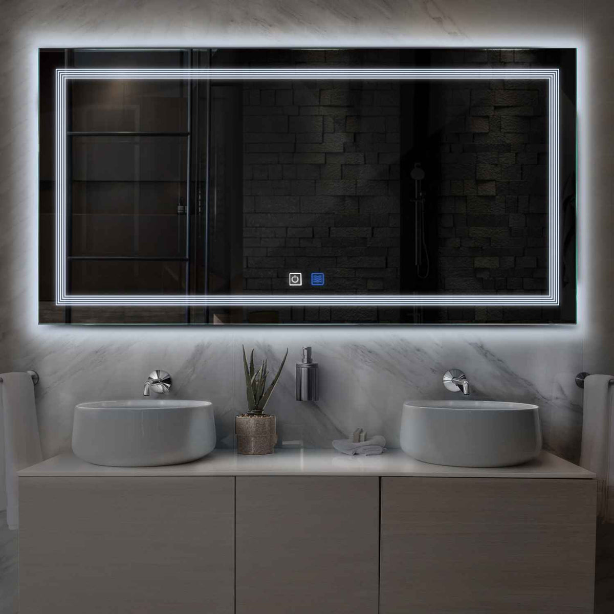 Oglinda LED Orizontala, Touch LED, Dimare, Dezaburire, LED 6000K Rece - Gama Minimal Model 1