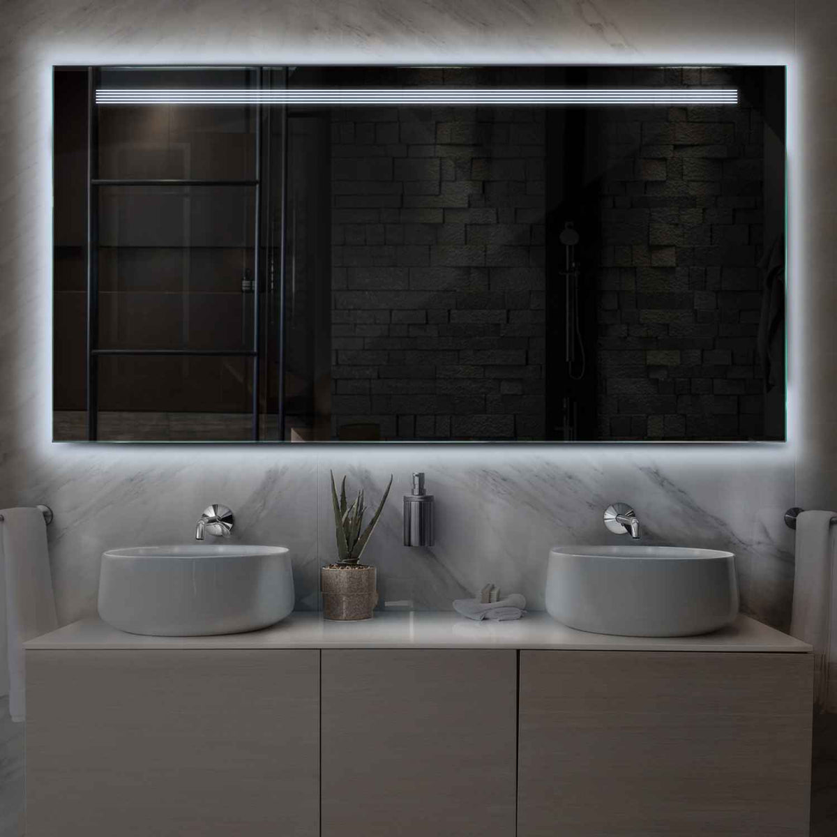 Oglinda LED Orizontala, Fara functii, LED 6000K Rece - Gama Minimal Model 5