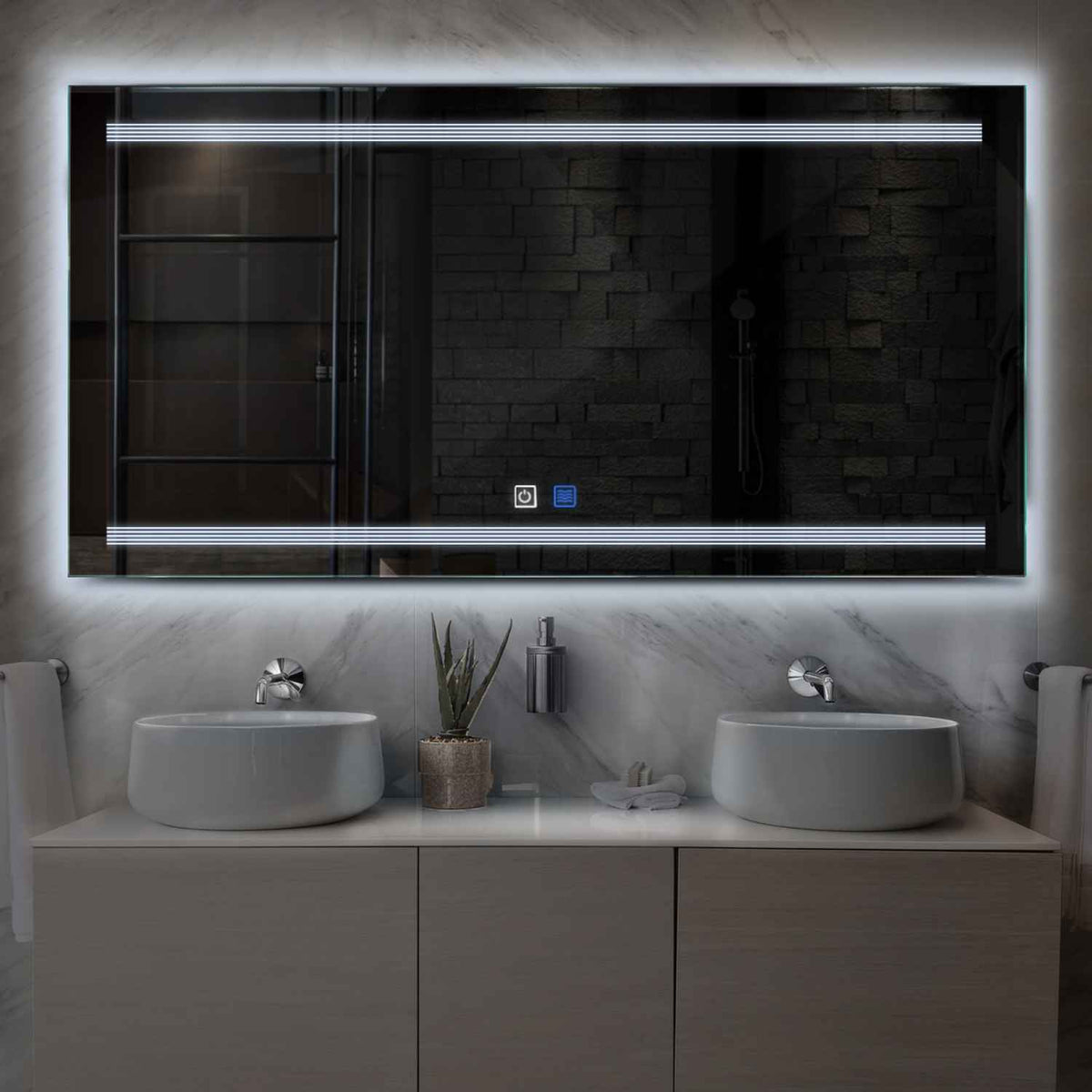 Oglinda LED Orizontala, Touch LED, Dimare, Dezaburire, LED 6000K Rece - Gama Minimal Model 8