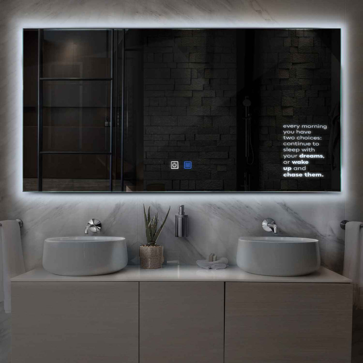 Oglinda LED Orizontala, Touch LED, Dimare, Dezaburire, LED 6000K Rece - Gama Motivated Model 2